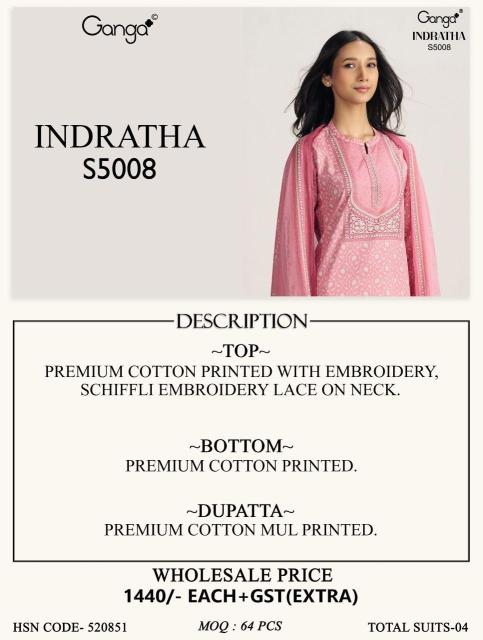 Ganga indratha 5008 cotton wholesale dress material